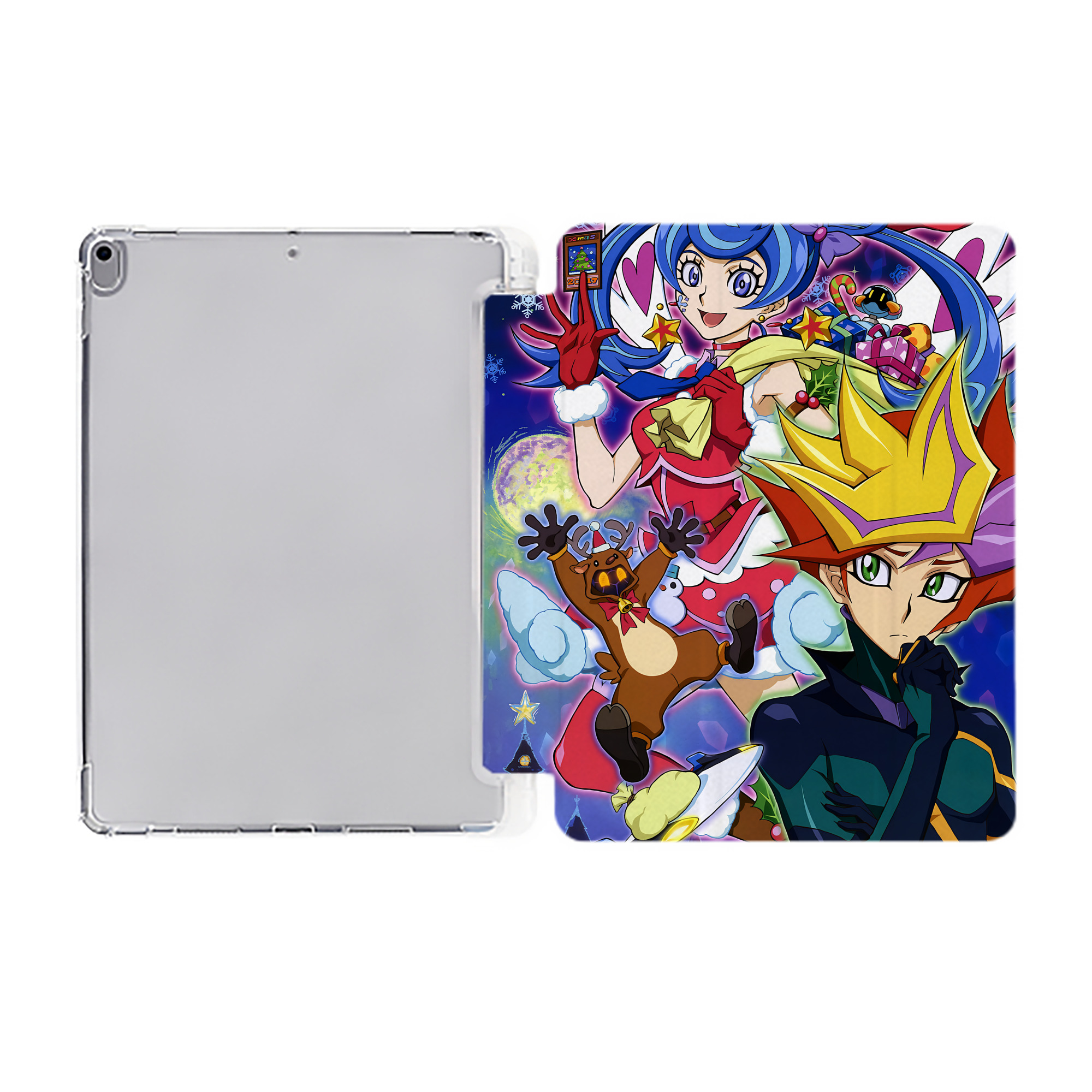 （画像用） 遊☆戯☆王 Yu-Gi-Oh! IPad ケース ペン収納付き 三つ折りスタンド PUレザー×シリコン 対応機種9.5/10.5/10.9インチ